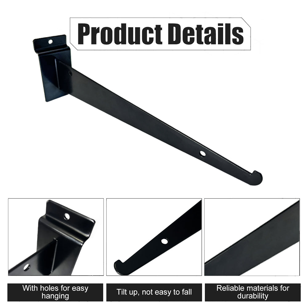 8 inch Shelf Bracket Black for Slatwall (50- pack)