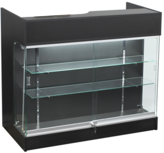 Wisdomfur 4ft Cash Wrap,Display Case Front, Tempered Glass, Locking Drawers & Shelves