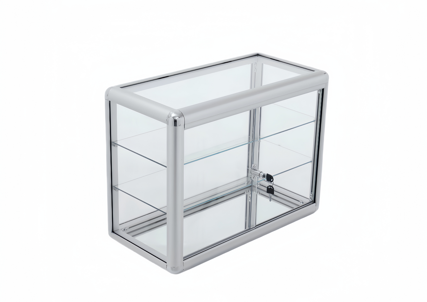 WISDOMFUR 24 x12 inch Aluminum and Glass Countertop Display Showcase -  Stylish Cabinet for Retail, Home, or Office Use  Cabinet