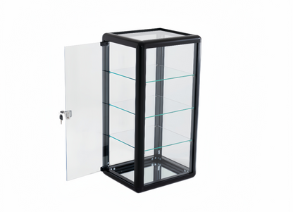 WisdomFur Single-Door Aluminum Glass Tabletop Cabinet