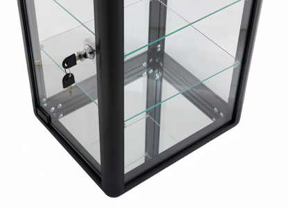 WisdomFur Single-Door Aluminum Glass Tabletop Cabinet