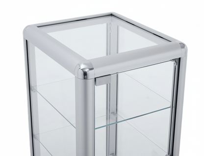 WisdomFur Single-Door Aluminum Glass Tabletop Cabinet