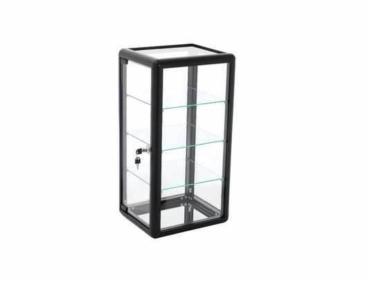 WisdomFur Single-Door Aluminum Glass Tabletop Cabinet