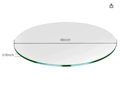 WIsdomFur 48" Round Tempered Glass Shelf Panel Table Top Clear