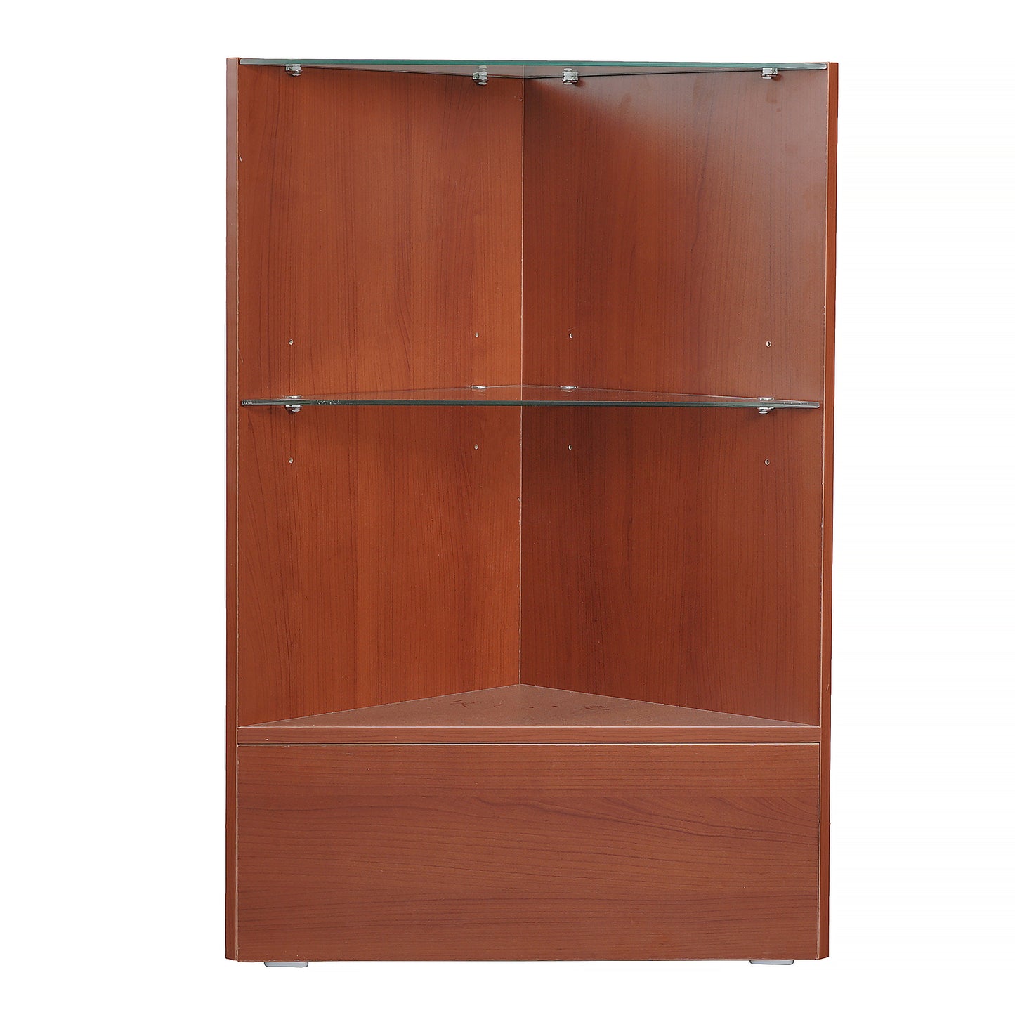 Wood Triangular Corner Filler, glass shelves/CFG