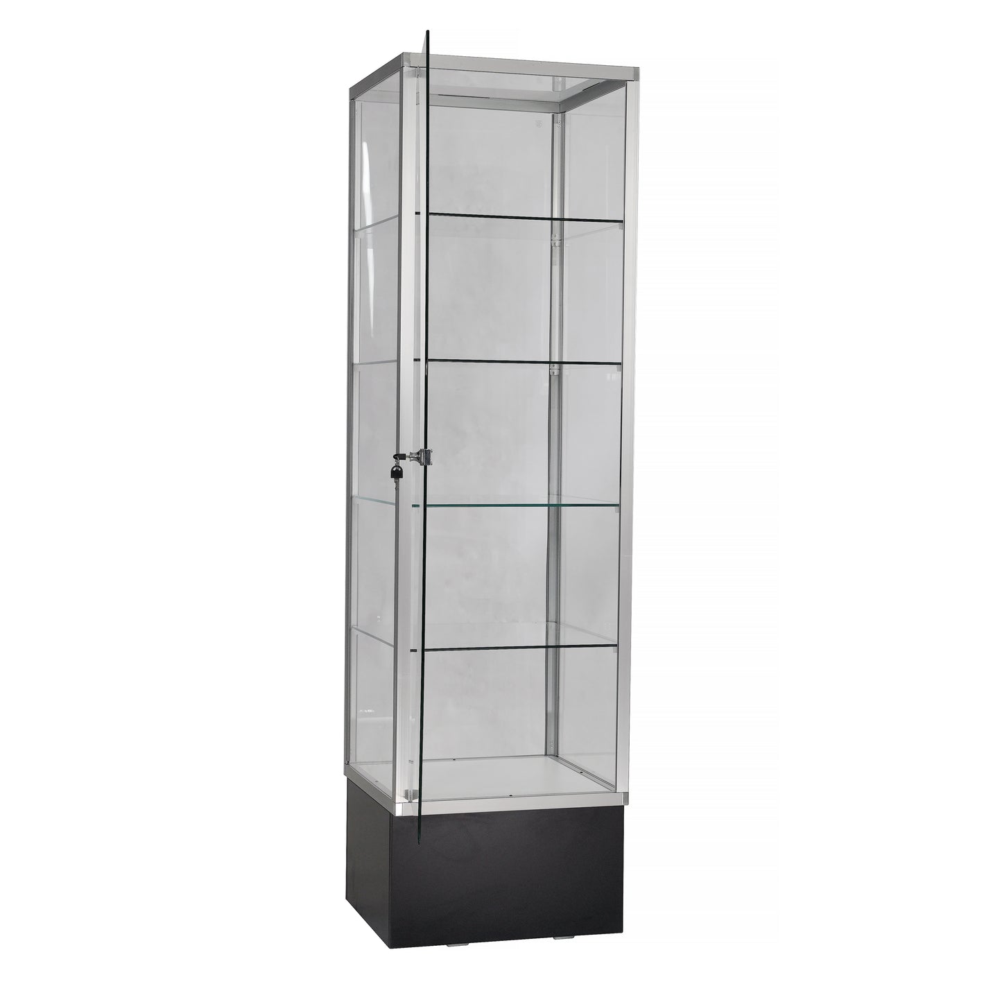 Retail store Extra Vision Aluminum frame Towercase Hinged Door Black /20"Lx 20"W x 72"H