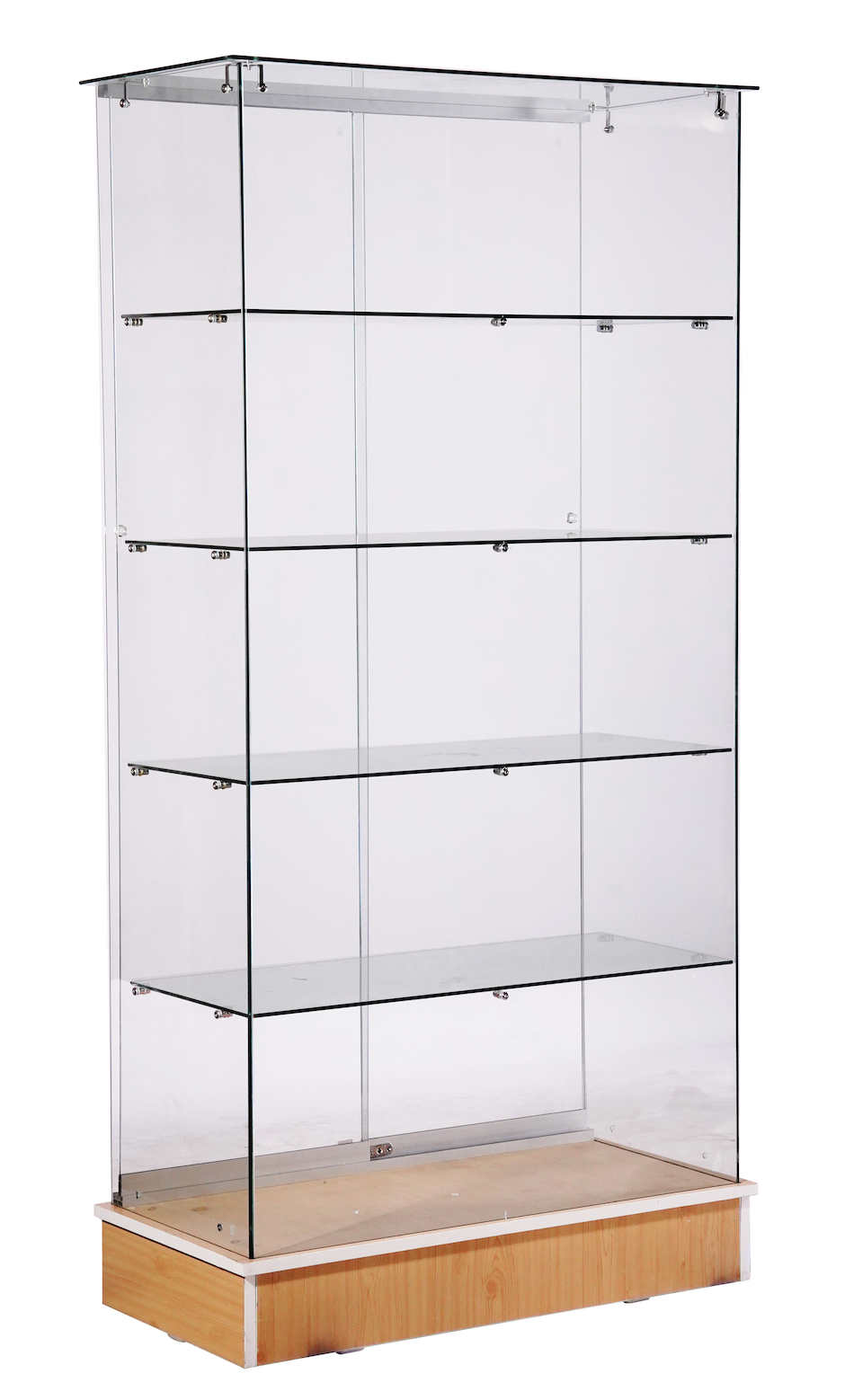 36”x 18” x 72”Frameless All Glass Wall-case Black Base/SAGW3B